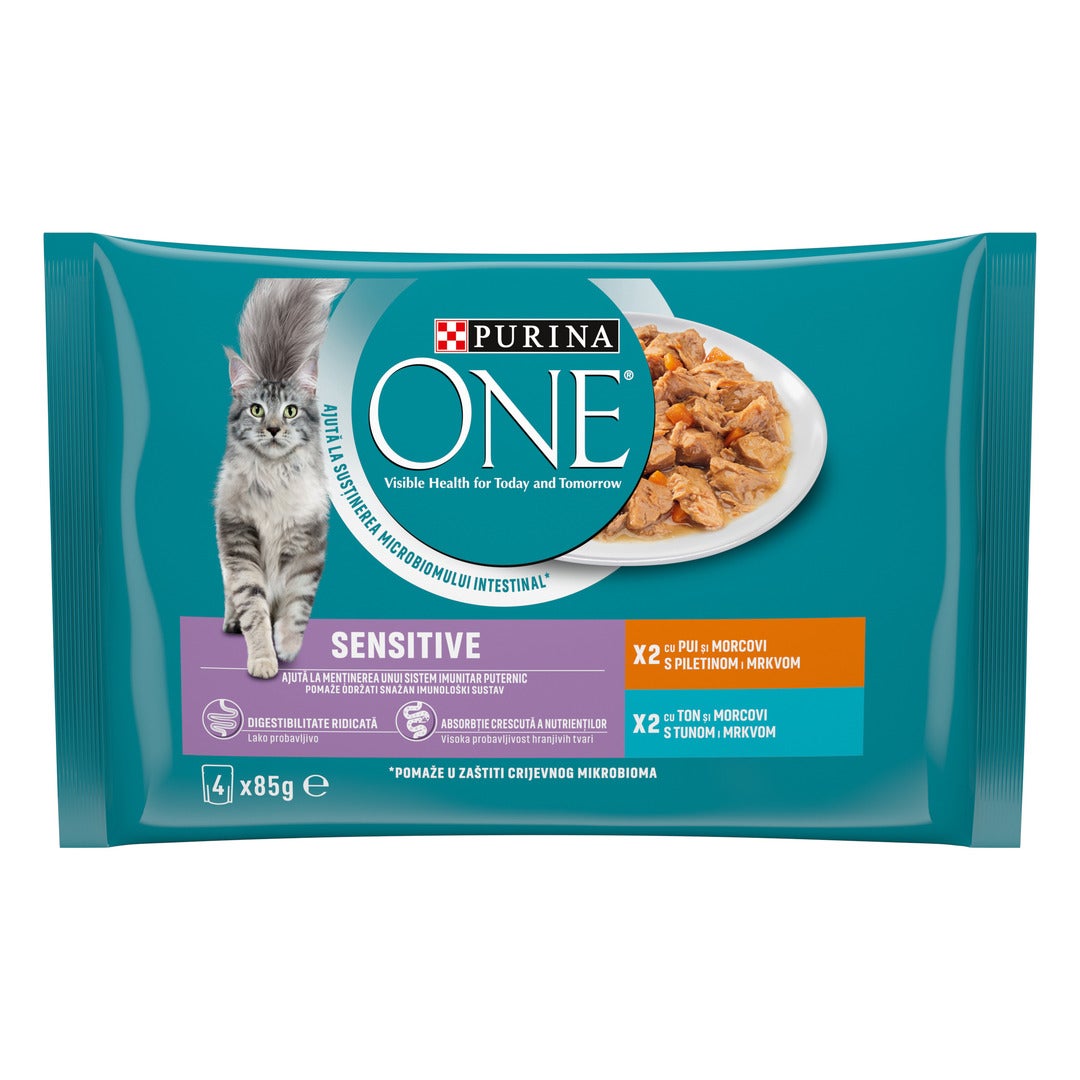 PURINA ONE® SENSITIVE, Mešan izbor, mokra hrana za mačke