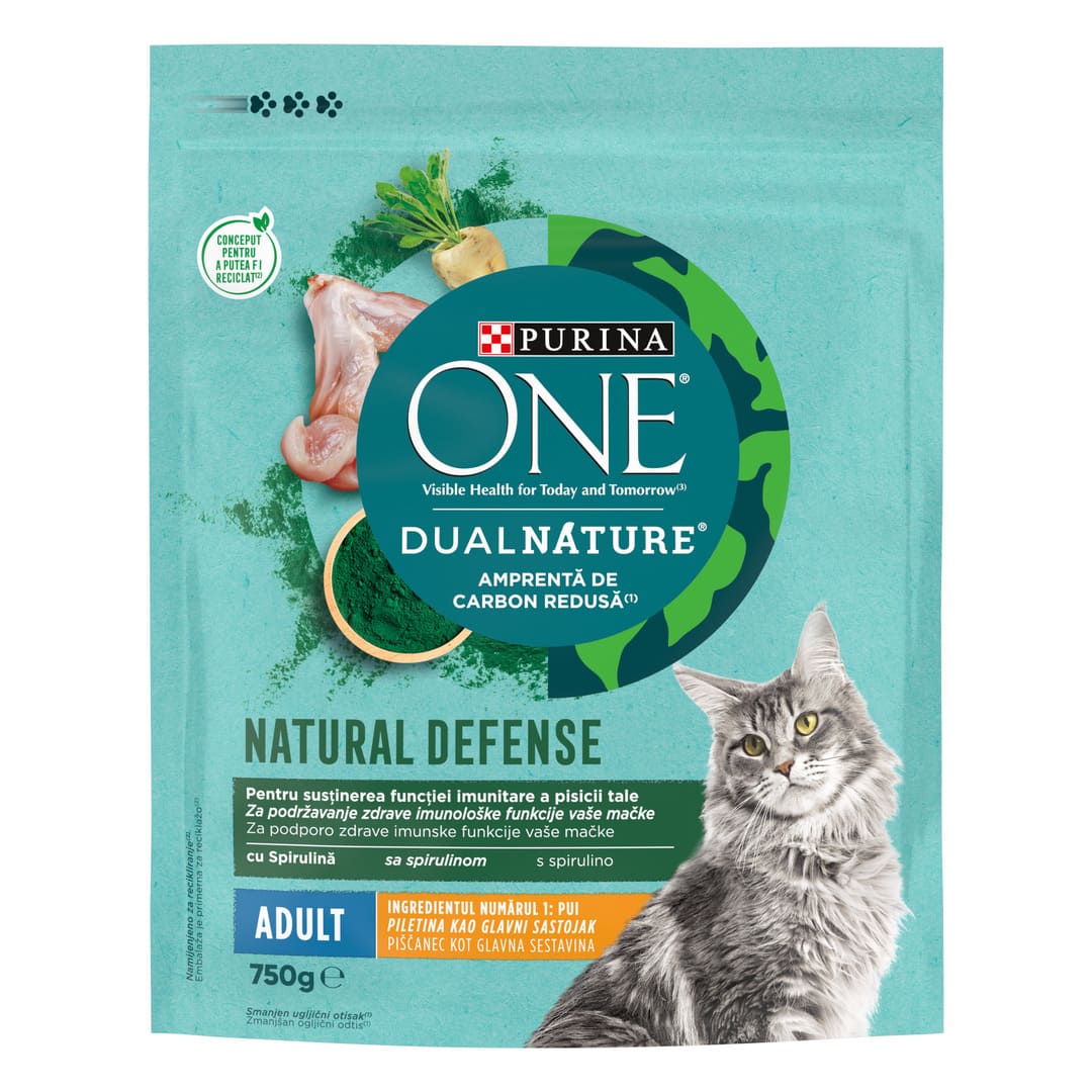 PURINA ONE DualNature, Adult, spirulina in piščanec, suha hrana za sterilizirane mačke