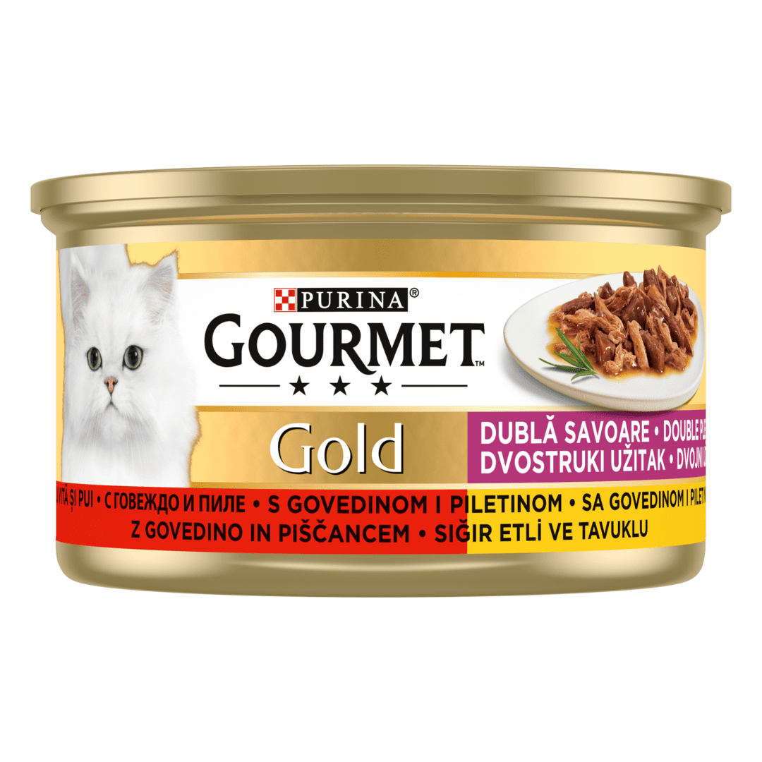GOURMET Gold, Dvojni okus, Govedina in piščanec, mokra hrana za mačke