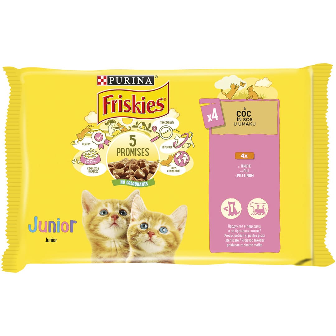 Friskies® Junior s Piščancem v omaki, mokra hrana za mačke