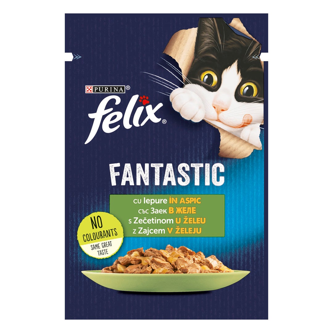 FELIX Fantastic Junior, zajec v želeju, mokra hrana za mačke