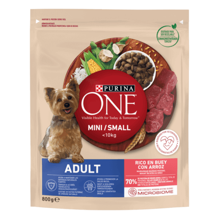 PURINA ONE® Mini ADULT, Govedina in riž, suha hrana za pse