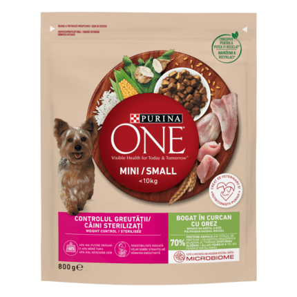 PURINA ONE® Mini Weight Control, Puran in riž, suha hrana za pse