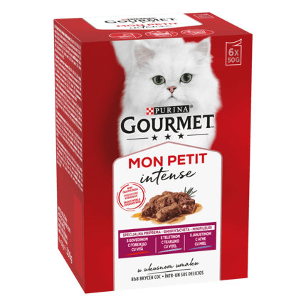 GOURMET Mon Petit, Mešan izbor, Govedina, Teletina in jagnjetina, mokra hrana za mačke