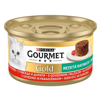 GOURMET Gold, Izbrani recepti, govedina in paradižnik, mokra hrana za mačke