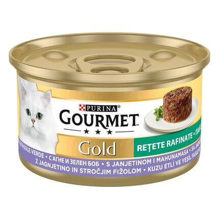 GOURMET Gold, Izbrani recepti, jagnjetina in zeleni fižol, mokra hrana za mačke