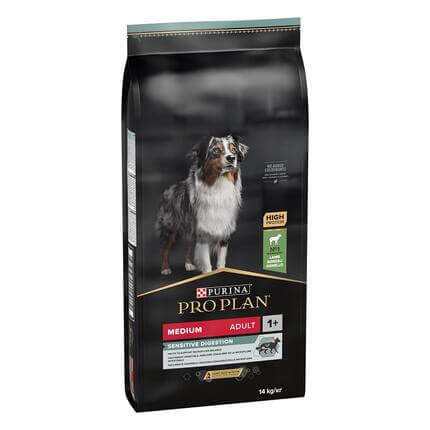 PURINA® PRO PLAN® ADULT, občutljiva prebava, srednje velike pasme, jagnjetina, suha hrana za pse