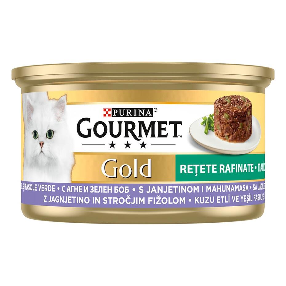 GOURMET Gold, Izbrani recepti, jagnjetina in zeleni fižol, mokra hrana za mačke