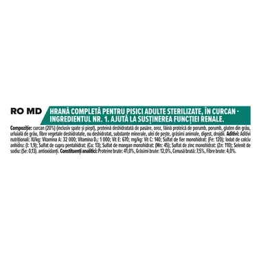 PURINA® PRO PLAN® STERILISED s formulo OPTIRENAL®, bogata s puranom, suha hrana za mačke