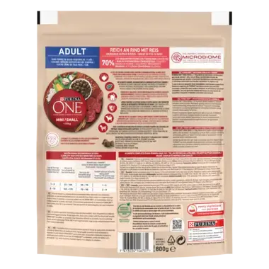 PURINA ONE® Mini ADULT, Govedina in riž, suha hrana za pse