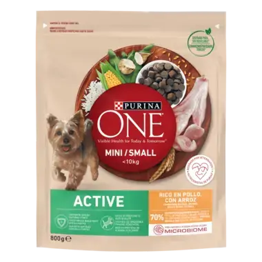 PURINA ONE® Mini Active, Piščanec in riž, suha hrana za pse