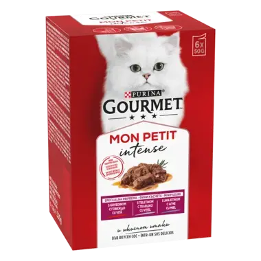GOURMET Mon Petit, Mešan izbor, Govedina, Teletina in jagnjetina, mokra hrana za mačke