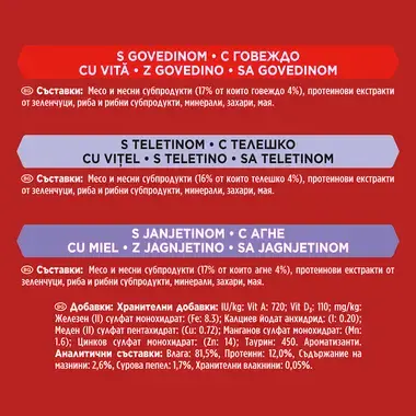 GOURMET Mon Petit, Mešan izbor, Govedina, Teletina in jagnjetina, mokra hrana za mačke