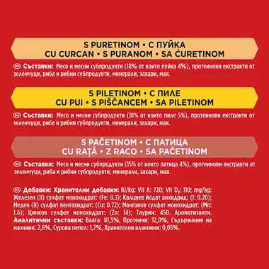 GOURMET Mon Petit, Mešan izbor, Piščanec, Raca in Puran, mokra hrana za mačke