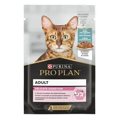 PURINA® PRO PLAN® DELICATE NUTRISAVOUR v omaki z morsko ribo, mokra hrana za mačke