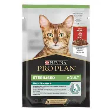 PURINA® PRO PLAN® STERILISED NUTRISAVOUR z govedino, mokra hrana za mačke