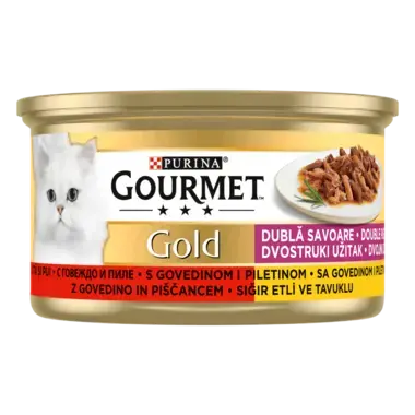 GOURMET Gold, Dvojni okus, Govedina in piščanec, mokra hrana za mačke