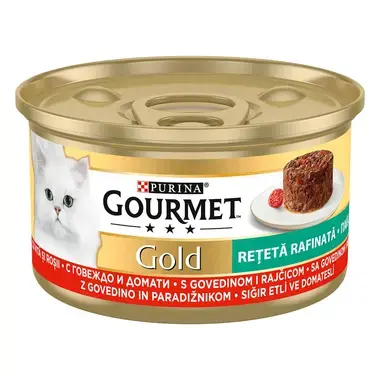 GOURMET Gold, Izbrani recepti, govedina in paradižnik, mokra hrana za mačke