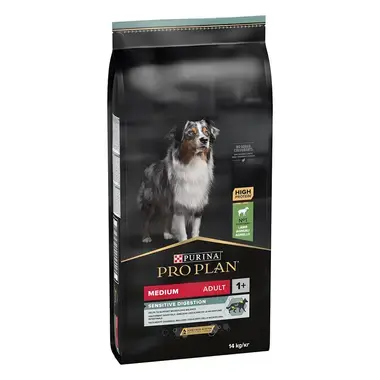 PURINA® PRO PLAN® ADULT, občutljiva prebava, srednje velike pasme, jagnjetina, suha hrana za pse